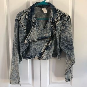 🪩 Vintage 80s Hollywood Blvd Denim Stone Wash Jean Jacket Women’s Medium Zipper